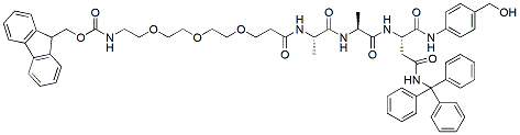 Molecular structure of the compound: Fmoc-PEG3-Ala-Ala-Asn(Trt)-PAB