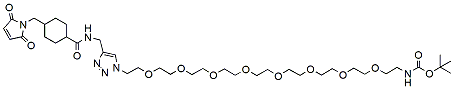Molecular structure of the compound: 4-Mal-methyl-cyclohexanecarboxamide-methyl-[1,2,3]triazole-PEG8-amido-N-t-Boc