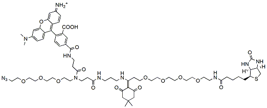 Molecular structure of the compound: Biotin-PEG4-Dde-TAMRA-PEG3-Azide