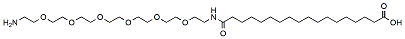 Molecular structure of the compound: 17-(Amino-PEG6-ethylcarbamoyl)heptadecanoic acid TFA salt