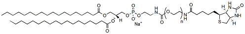 Molecular structure of the compound: DSPE-PEG-Biotin sodium salt, MW 3,400