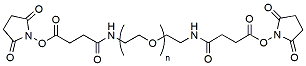 Molecular structure of the compound: PEG-bis-Succinimidyl Amido Succinate, MW 3,400