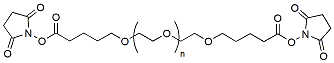 Molecular structure of the compound: PEG-bis-Succinimidyl Valerate, MW 5,000