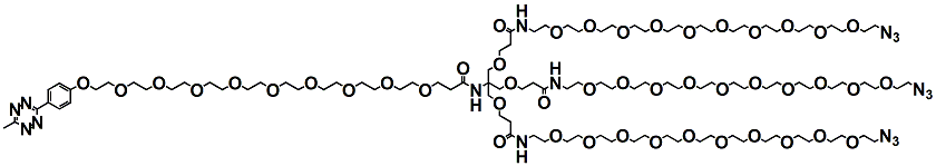Molecular structure of the compound: (Methyltetrazine-PEG9)-Tri-(Azide-PEG10-ethoxymethyl)-methane