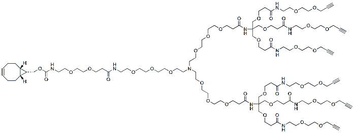 Molecular structure of the compound: N-(endo-BCN-PEG2-amido-PEG3)-N-bis-(PEG3-Amino-Tri-(Propargyl-PEG2-ethoxymethyl)-methane)
