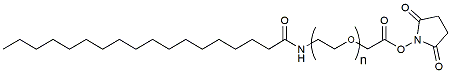 Molecular structure of the compound: Stearic acid-PEG-NHS, MW 3,400
