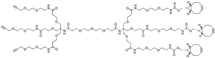 Molecular structure of the compound: PEG3-(Amino-Tri-(Propargyl-PEG2-ethoxymethyl)-methane)-(Amino-Tri-(endo-BCN-PEG2-ethoxymethyl)-methane)
