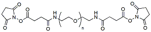 Molecular structure of the compound: PEG-bis-Succinimidyl Amido Succinate, MW 5,000