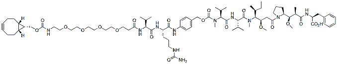 Molecular structure of the compound: endo-BCN-PEG4-Val-Cit-PAB-MMAF