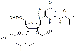 Molecular structure of the compound: 2&rsquo;-O-Propargyl G(iBu)-3&rsquo;-phosphoramidite