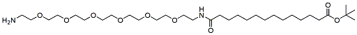 Molecular structure of the compound: 14-(Amine-PEG6-ethylcarbamoyl)tridecanoic-t-butyl ester