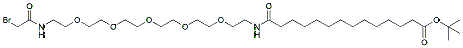 Molecular structure of the compound: 14-(Bromoacetamido-PEG5-ethylcarbamoyl)tridecanoic-t-butyl ester