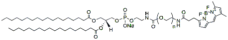 Molecular structure of the compound: DSPE-PEG-BDP FL, MW 2,000