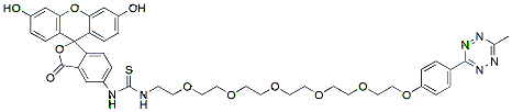 Molecular structure of the compound: Fluorescein-PEG5-Methyltetrazine