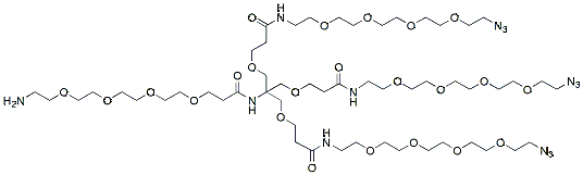 Molecular structure of the compound: Amine-PEG4-Amide-Tri(3-methoxypropanamide-PEG4-Azide) Methane, HCl salt
