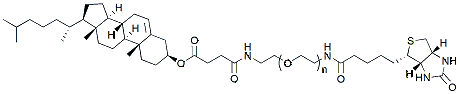 Molecular structure of the compound: Cholesterol-PEG-Biotin, MW 2,000