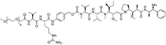 Molecular structure of the compound: m-PEG-Val-Cit-PAB-MMAE, MW 2,000