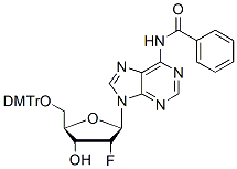 Molecular structure of the compound: 5-O-Dmt-n6-benzoyl-2-fluoro-2-deoxyadenosine