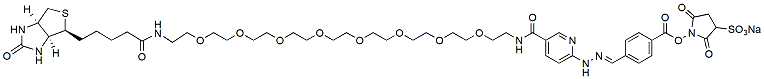 Molecular structure of the compound: Biotin-PEG8-bis aryl hydrazone-sulfo-NHS ester
