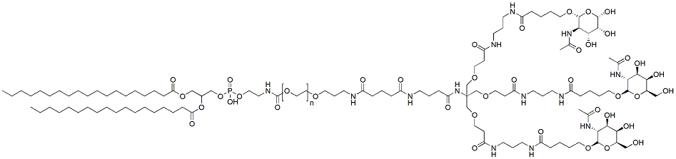 Molecular structure of the compound: DSPE-PEG-tri-GalNAc, MW 2,000