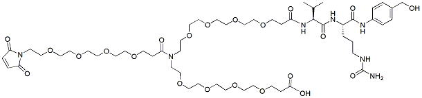 Molecular structure of the compound: N-(Mal-PEG4)-N-(PEG4-acid)-N-(PEG4-Val-Cit-PAB-OH)