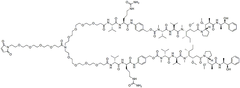 Molecular structure of the compound: N-(Mal-PEG4)-N-bis-(PEG4-Val-Cit-PAB-MMAE)