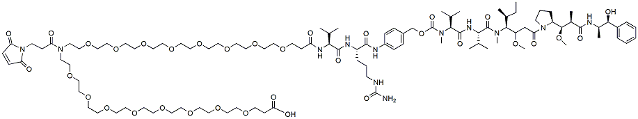 Molecular structure of the compound: N-(Mal)-N-(PEG8-Val-Cit-PAB-MMAF)-N-(PEG8-acid)