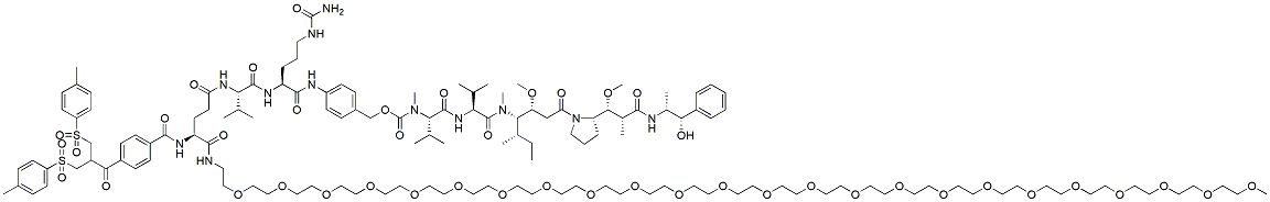Molecular structure of the compound: Bis-sulfone-(PEG24)-Glu-Val-Cit-PAB-MMAE