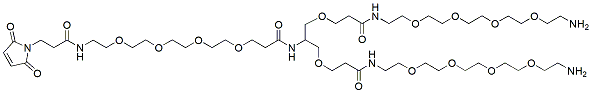 Molecular structure of the compound: Mal-PEG4-Amide-bis(3-methoxypropanamide-PEG4-amine)-Methane, TFA salt