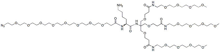 Molecular structure of the compound: Azido-PEG8-Lys-Tris-tri-(m-PEG4)