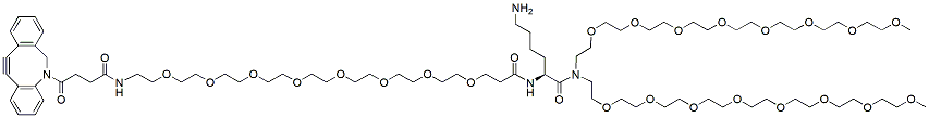 Molecular structure of the compound: DBCO-PEG8-Lys-bis(m-PEG8)