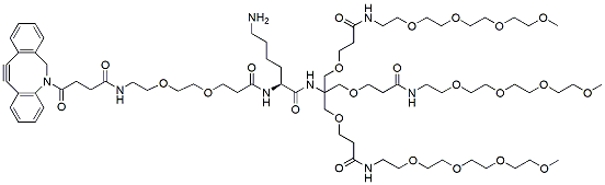 Molecular structure of the compound: DBCO-PEG2-Lys-Tris-tri-(m-PEG4)