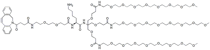 Molecular structure of the compound: DBCO-PEG2-Lys-Tris-tri-(m-PEG8)