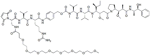 Molecular structure of the compound: (2S)-3-amido-(m-PEG8)-2-maleimido-acid-(Val-Cit-PAB-MMAE)