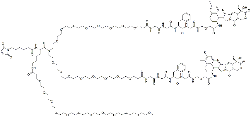 Molecular structure of the compound: N1-(Mal-C6-carbonyl)-N6-(m-PEG12)-Lys-bis(PEG8-GGFG-Dxd)