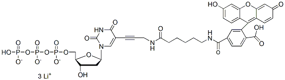 Molecular structure of the compound: FAM-11-dUTP, 6-isomer